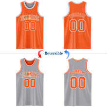 Load image into Gallery viewer, Custom Reversible Orange White-Gray Double Side Basketball Jersey
