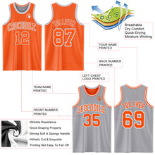 Load image into Gallery viewer, Custom Reversible Orange White-Gray Double Side Basketball Jersey
