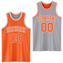 Load image into Gallery viewer, Custom Reversible Orange White-Gray Double Side Basketball Jersey
