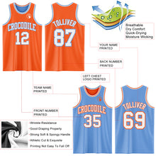 Load image into Gallery viewer, Custom Reversible Orange White-Light Blue Double Side Basketball Jersey
