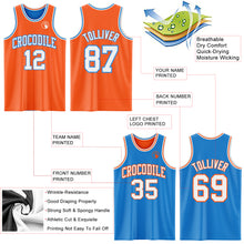 Load image into Gallery viewer, Custom Reversible Orange White-Powder Blue Double Side Basketball Jersey
