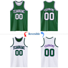 Load image into Gallery viewer, Custom Reversible Kelly Green White-Purple Double Side Basketball Jersey
