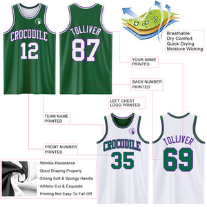 Custom Reversible Kelly Green White-Purple Double Side Basketball Jersey