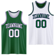 Load image into Gallery viewer, Custom Reversible Kelly Green White-Purple Double Side Basketball Jersey
