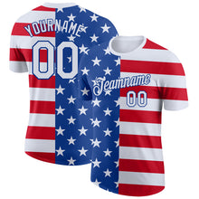 Charger l&#39;image dans la galerie, Custom Royal White-Red 3D American Flag Performance T-Shirt
