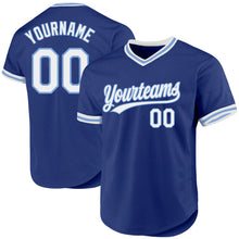 Load image into Gallery viewer, Custom Royal White-Light Blue Authentic Throwback Baseball Jersey
