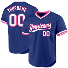 Charger l&#39;image dans la galerie, Custom Royal White-Pink Authentic Throwback Baseball Jersey
