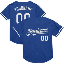 Load image into Gallery viewer, Custom Royal White Mesh Authentic Throwback Baseball Jersey
