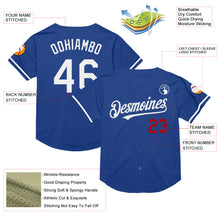 Load image into Gallery viewer, Custom Royal White-Red Mesh Authentic Throwback Baseball Jersey
