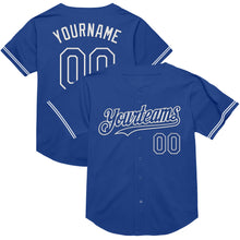 Load image into Gallery viewer, Custom Royal White Mesh Authentic Throwback Baseball Jersey
