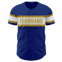 Laden Sie das Bild in den Galerie-Viewer, Custom Royal White-Old Gold Authentic Baseball Jersey
