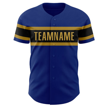 Custom Royal Black-Old Gold Authentic Baseball Jersey