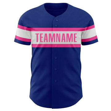 Custom Royal White-Pink Authentic Baseball Jersey