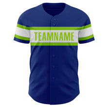 Charger l&#39;image dans la galerie, Custom Royal White-Neon Green Authentic Baseball Jersey
