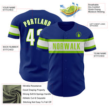 Load image into Gallery viewer, Custom Royal White-Neon Green Authentic Baseball Jersey
