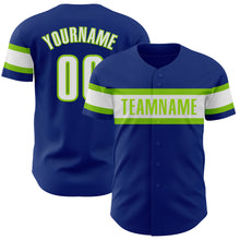 Charger l&#39;image dans la galerie, Custom Royal White-Neon Green Authentic Baseball Jersey
