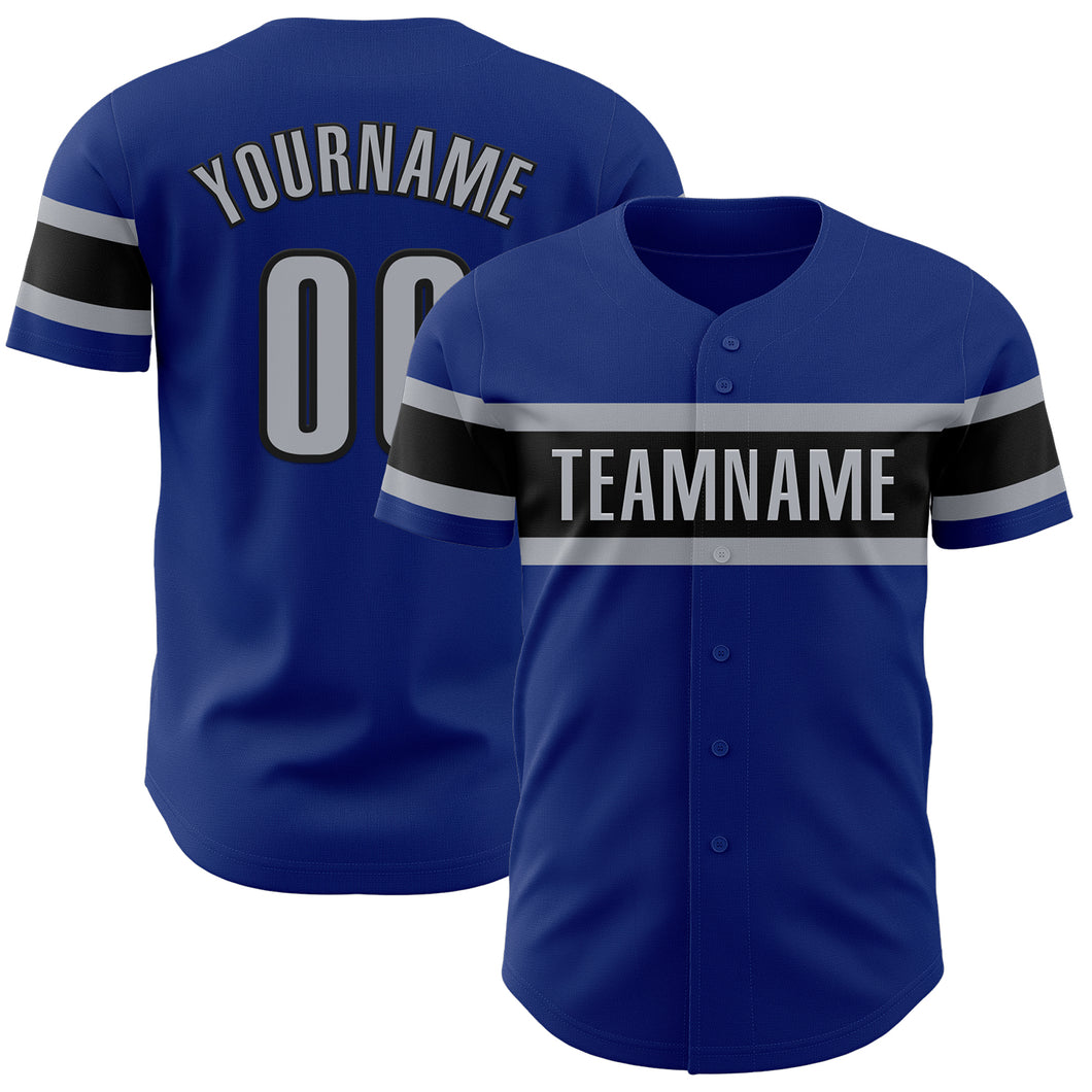 Custom Royal Gray-Black Authentic Baseball Jersey