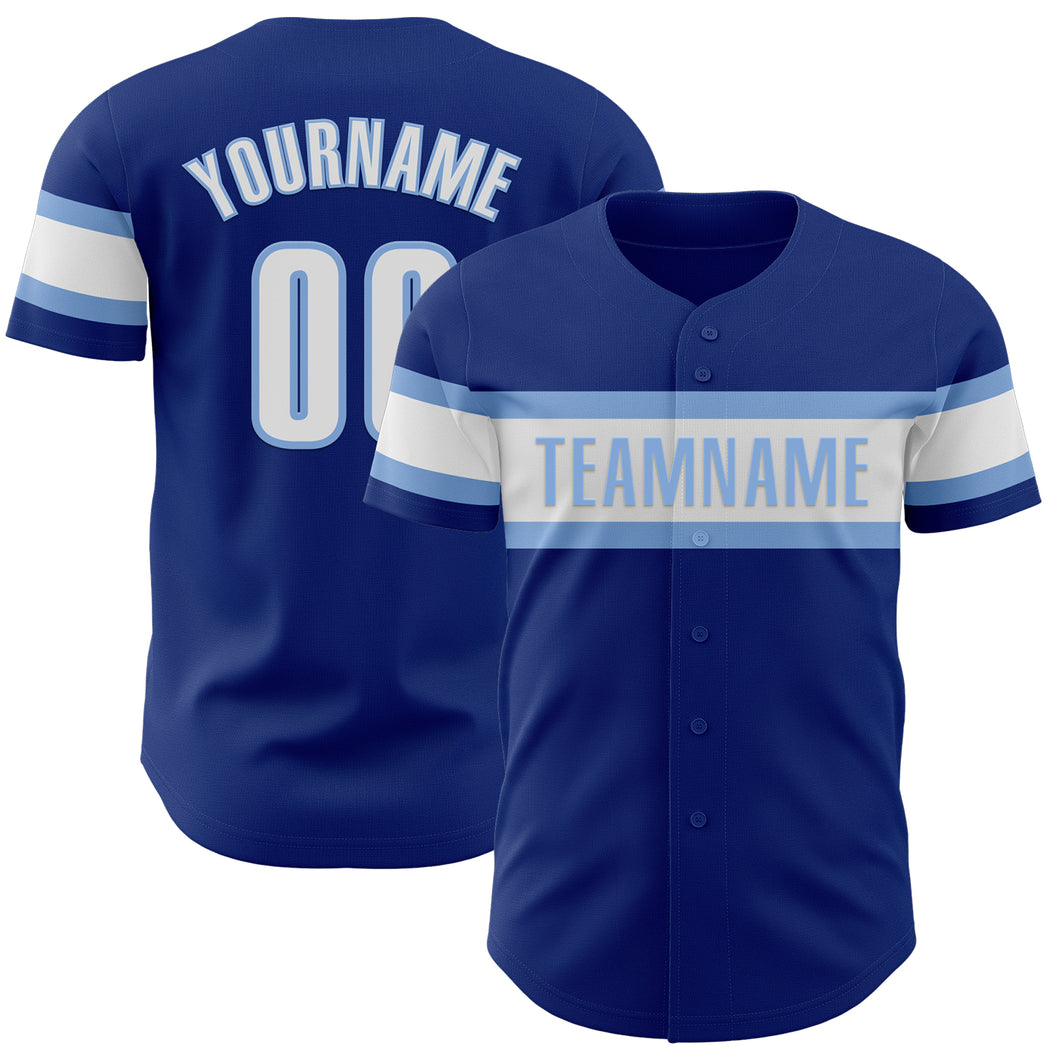 Custom Royal White-Light Blue Authentic Baseball Jersey