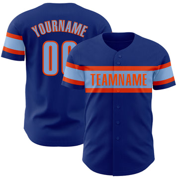 Custom Royal Light Blue-Orange Authentic Baseball Jersey