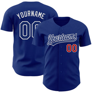 Custom Royal Red-White Authentic Baseball Jersey