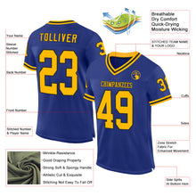 Charger l&#39;image dans la galerie, Custom Royal Gold-Black Mesh Authentic Throwback Football Jersey
