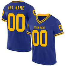 Charger l&#39;image dans la galerie, Custom Royal Gold-Black Mesh Authentic Throwback Football Jersey
