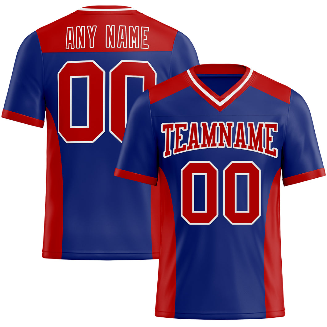 Custom Royal Red-White Mesh Authentic Football Jersey