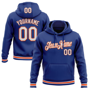 Custom Stitched Royal White-Orange Sports Pullover Sweatshirt Hoodie