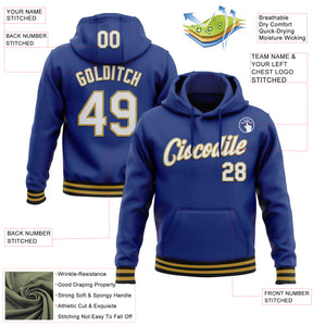 Custom Stitched Royal Old Gold-Black Sports Pullover Sweatshirt Hoodie