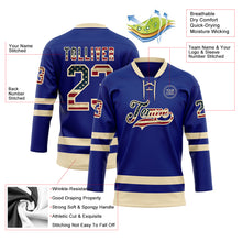 Charger l&#39;image dans la galerie, Custom Royal Vintage USA Flag-Cream Hockey Lace Neck Jersey
