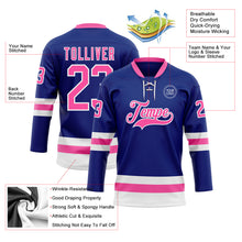 Загрузить изображение в средство просмотра галереи, Custom Royal Pink-White Hockey Lace Neck Jersey
