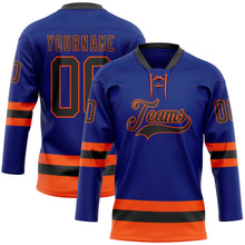 Загрузить изображение в средство просмотра галереи, Custom Royal Black-Orange Hockey Lace Neck Jersey
