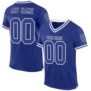 Custom Royal White Mesh Authentic Throwback Football Jersey