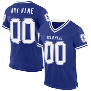 Custom Royal White Mesh Authentic Throwback Football Jersey