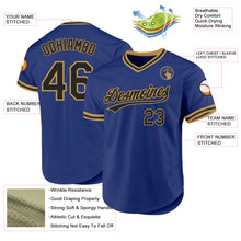 Load image into Gallery viewer, Custom Royal Black-Old Gold Authentic Throwback Baseball Jersey
