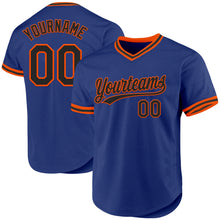 Load image into Gallery viewer, Custom Royal Black-Orange Authentic Throwback Baseball Jersey
