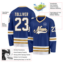 Charger l&#39;image dans la galerie, Custom Royal White-Old Gold Hockey Jersey
