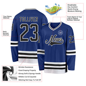 Custom Royal Black-White Hockey Jersey