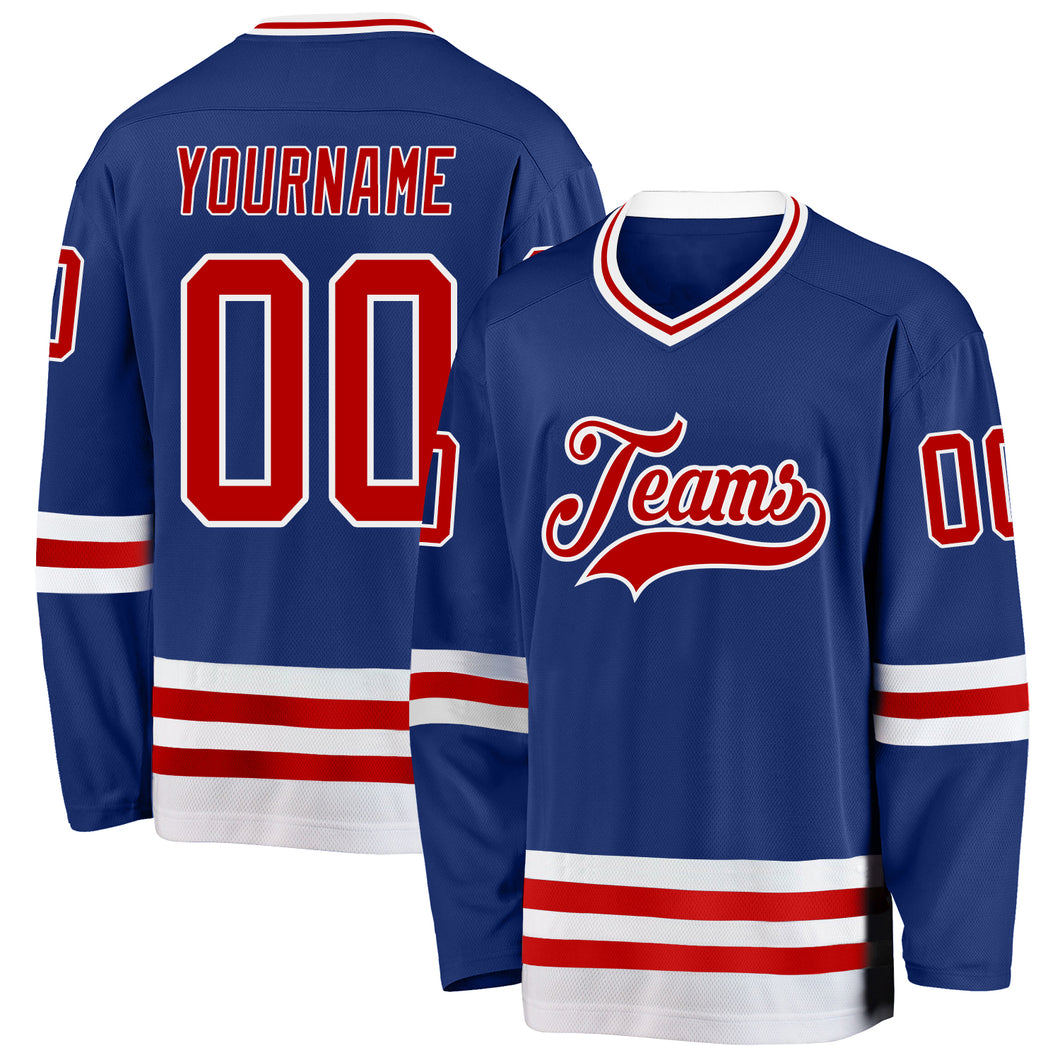 Custom Royal Red-White Hockey Jersey