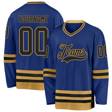 Charger l&#39;image dans la galerie, Custom Royal Black-Old Gold Hockey Jersey
