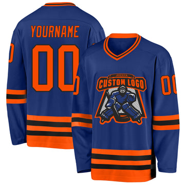 Custom Royal Orange-Black Hockey Jersey