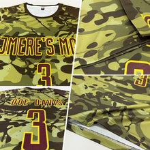 Laden Sie das Bild in den Galerie-Viewer, Custom Camo Brown-Gold Sublimation Salute To Service Soccer Uniform Jersey
