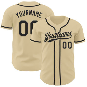 Custom Sand Black Authentic Baseball Jersey