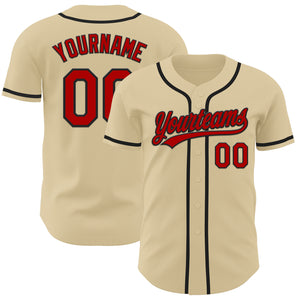 Custom Sand Red-Black Authentic Baseball Jersey