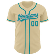 Laden Sie das Bild in den Galerie-Viewer, Custom Sand Teal-Gray Authentic Baseball Jersey
