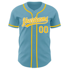 Load image into Gallery viewer, Custom Shadow Blue Yellow-White Authentic Baseball Jersey
