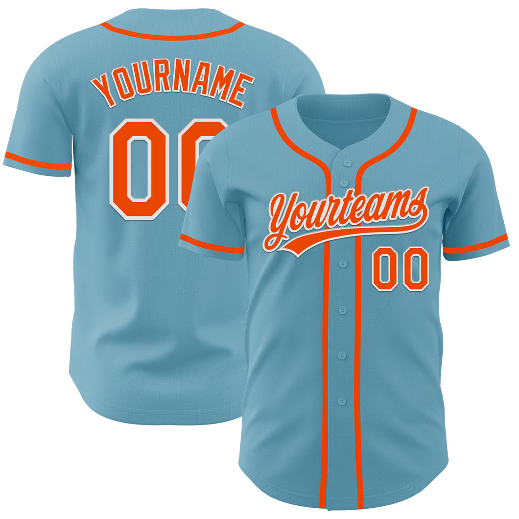 Custom Shadow Blue Orange-White Authentic Baseball Jersey