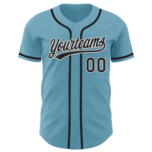 Custom Shadow Blue Black-White Authentic Baseball Jersey