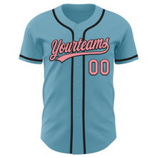 Load image into Gallery viewer, Custom Shadow Blue Medium Pink-Black Authentic Baseball Jersey
