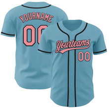 Load image into Gallery viewer, Custom Shadow Blue Medium Pink-Black Authentic Baseball Jersey
